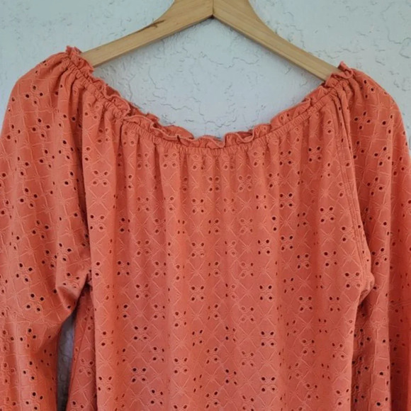 Multiples 3/4 Flare Sleeve Off The Shoulder Top Orange Size M - Picture 2 of 10
